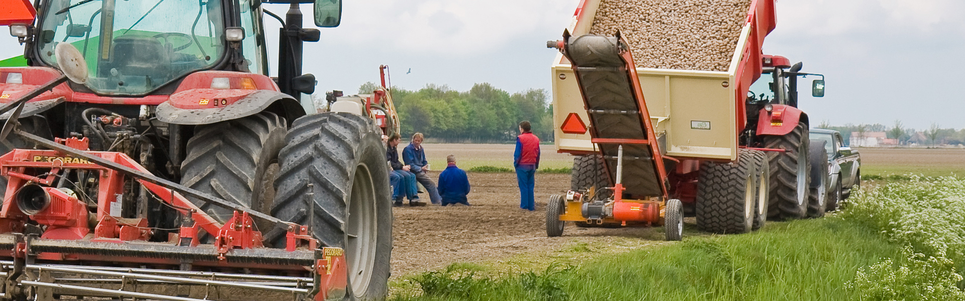 Pauze tijdens oogst aardappelen