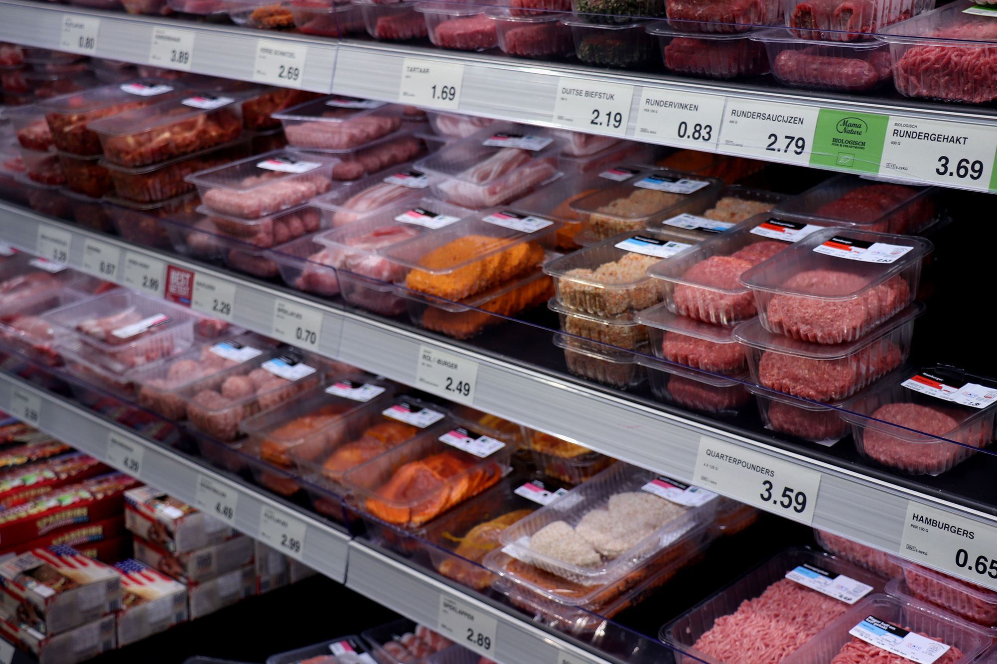 Prijzen van voedsel in de supermarkt